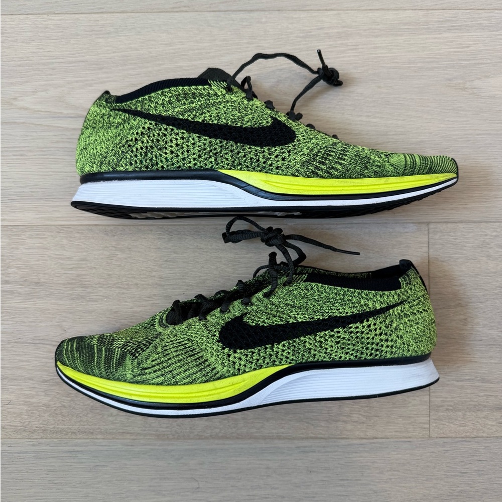 Nike Lime and Black Knit Running Shoes